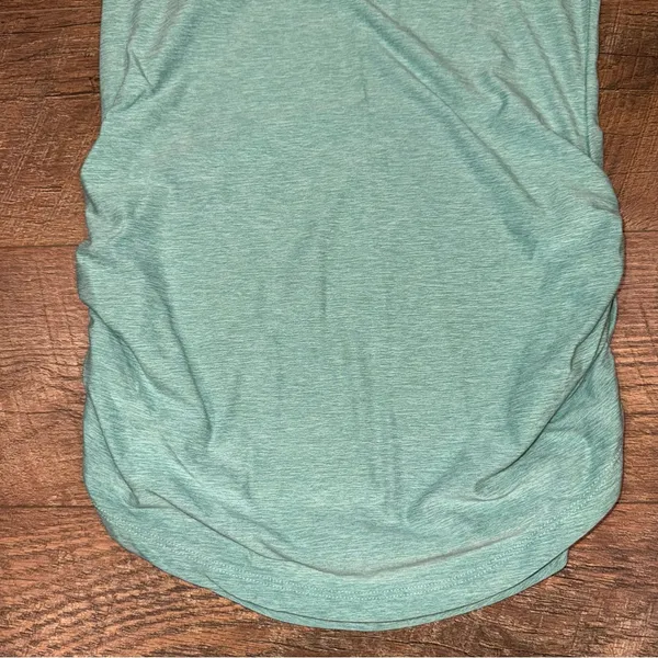 New Balance Ruched Side Crewneck Women's Short Sleeve Fitted Aqua Green Top - Image 4