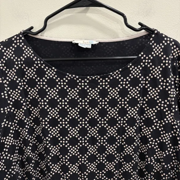 Boden Black Cream Geometric Dot‎ Long Sleeve Modal Cotton Jersey Shift Dress 16 - Image 3