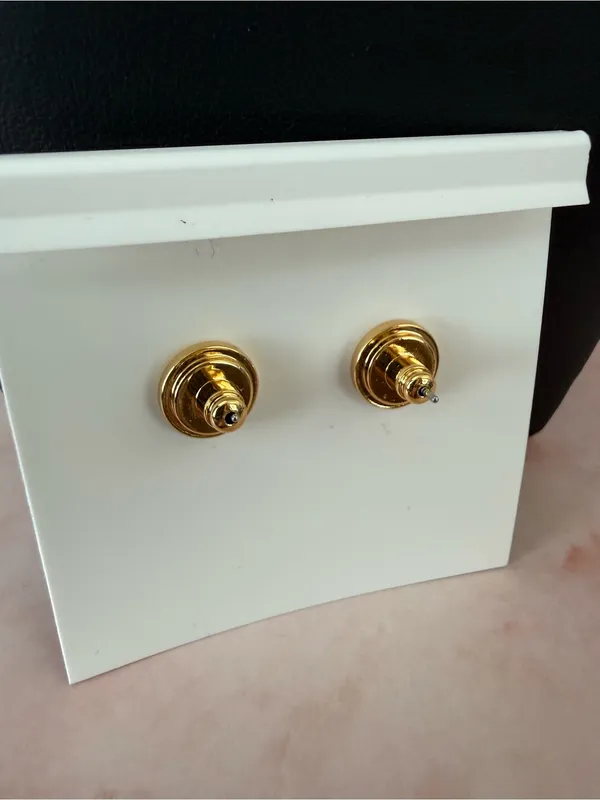 Tory Burch | Gold Plated Dark Cherry Heart Stud Earrings - Image 3