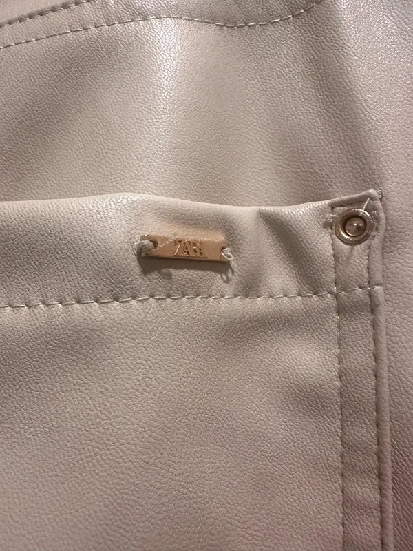 Zara Faux Leather Pants Cream - Image 9