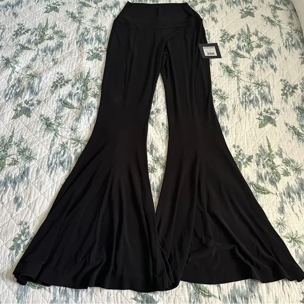 Norma Kamali Fishtail Pant Black M Flare Bellbottoms Stretch Free People - Image 5
