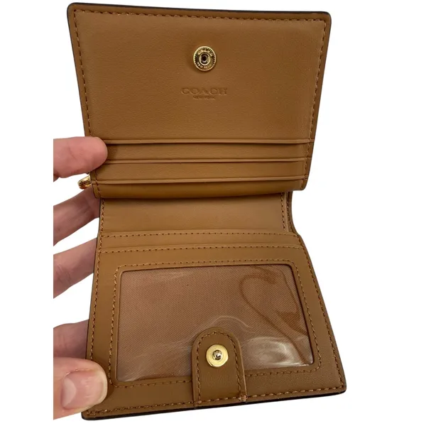 Coach Snap Wallet Signature Bifold Monogram Print‎ Khaki Chalk Neutral Designer - Image 6