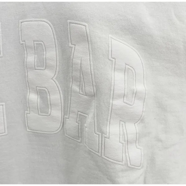 The Bar Varsity Sweatshirt White Monochrome Oversized Crewneck Pullover Size L - Image 4