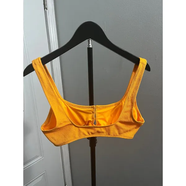 Aerie Yellow Textured Button Front Bikini Top only - Image 2