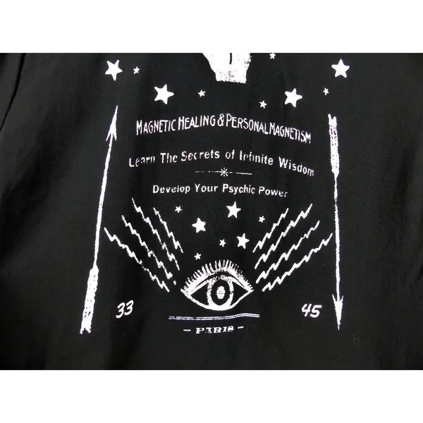 Hot Topic Shirt Women M Black Psychic Reader Tie Front Button Goth Witch Moon - Image 11
