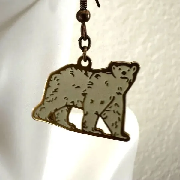 Sea World polar bear earrings Gold - Image 3