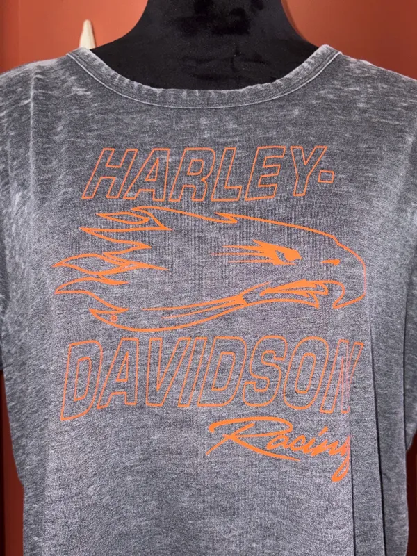 Harley-Davidson Women’s Gray Tee with Orange Eagle Graphic - Image 2