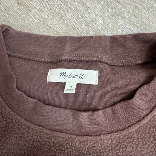 Madewell Cozy Brown Fleece Pullover Sweater - Image 3