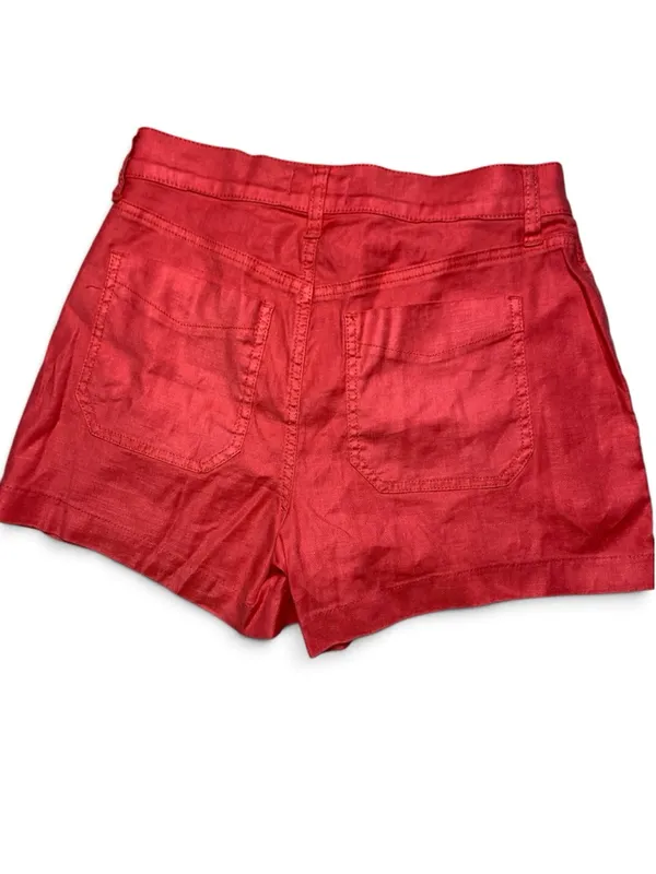 EVEREVE Womens Shorts 27 Coral Red Linen Blend High Rise Utility Pockets - Image 2