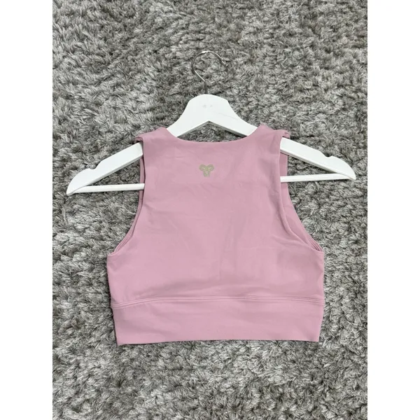 Golden Aritzia Pink V-Neck Sports Bra Crop Top Activewear Padded Bralette XS - Image 3