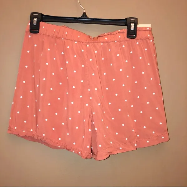 Madewell Drapey Pull On Polka Dot‎ Shorts Orange White Small - Image 4