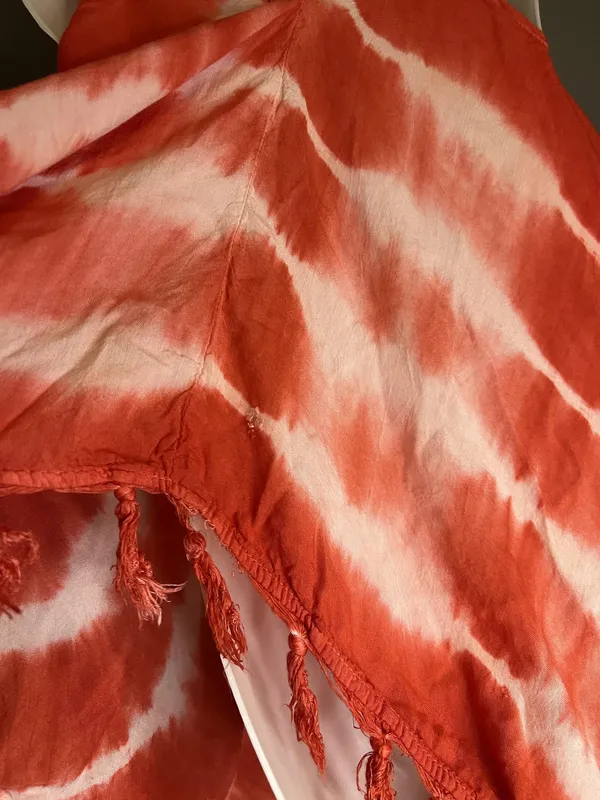 Mimi Shirt Womens Large Red White Tie Dye Cami Tassel Fringe Handkerchief Boho - Image 7