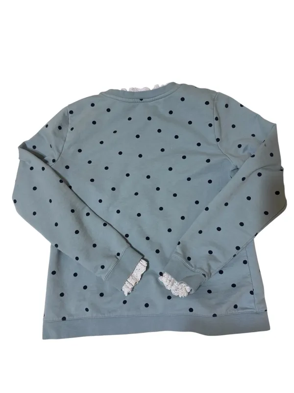 Boden blue polka dot sweatshirt with lace trim #polkadot #lacetrim #sweatshirt - Image 3