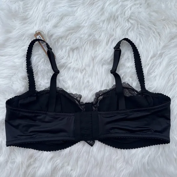 Skims Stretch Satin Lace Unlined Balconette Bra Onyx Size 42DD - Image 6