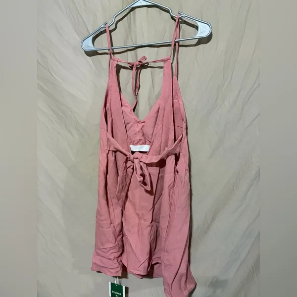 Halara V Neck Tie Pocket Mini Linen-Feel Dress - Image 4
