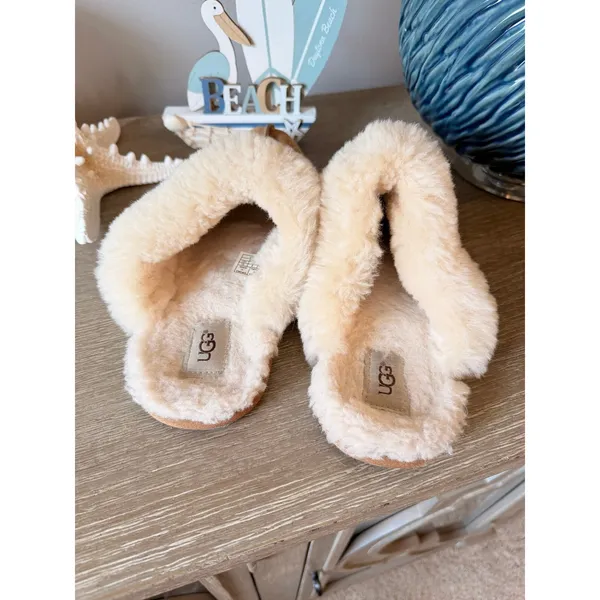 UGG Scuffette Suede Sheepskin Slippers Women Chestnut Size 10 - Image 4