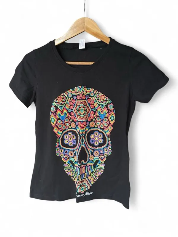 Sugar Skull Tee Black Spooky Graphic Euro Cotton Casual Y2K Bright Festival S - Image 7