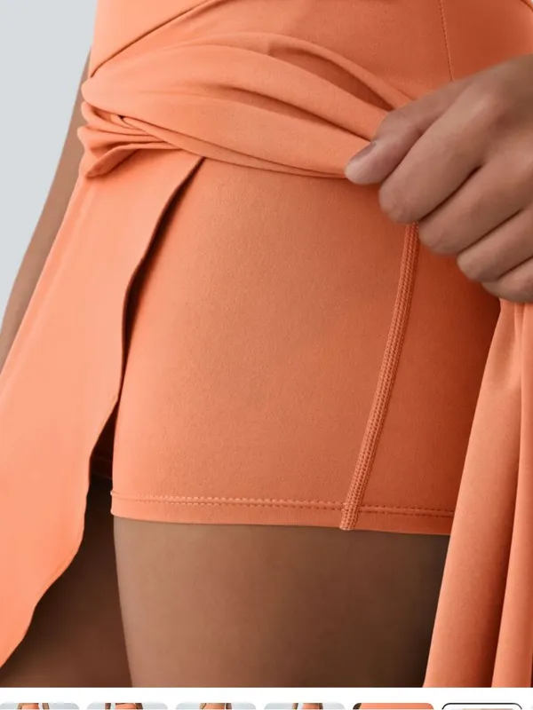 NWOT Halara Orange Breezeful High Waisted High Low 2-in1 Maxi Skirt - Image 3