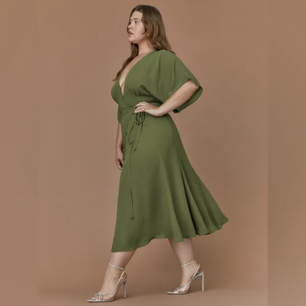 Reformation Karen Wrap Dress‎ in Moss NWT S - Image 3