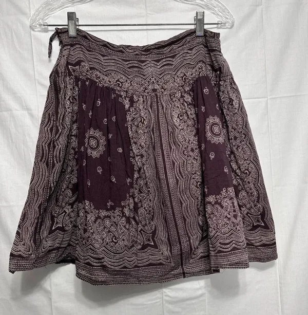 Blue Plate Bandana Print Flowy Lined Side Zip 100% Cotton Skirt size L y2k - Image 2