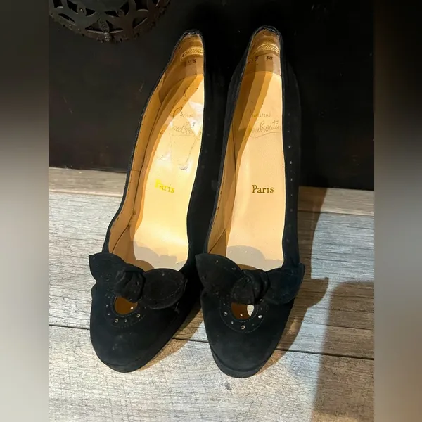 Christian Louboutin Authentic Suede Wedge Heels 38 - Image 2