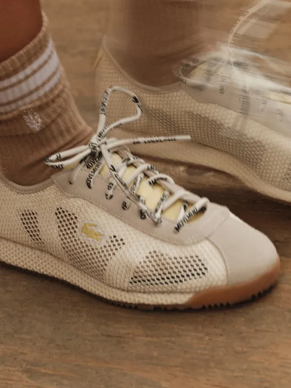 NWT FP Movement Lacoste Women’s Cream & Yellow Mesh Suede Club Low Sneakers - Image 5
