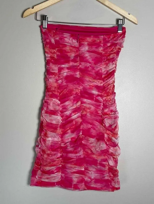 Superdown Womens Pink Strapless Ruched Bodycon Micro Mini Dress Small - Image 8