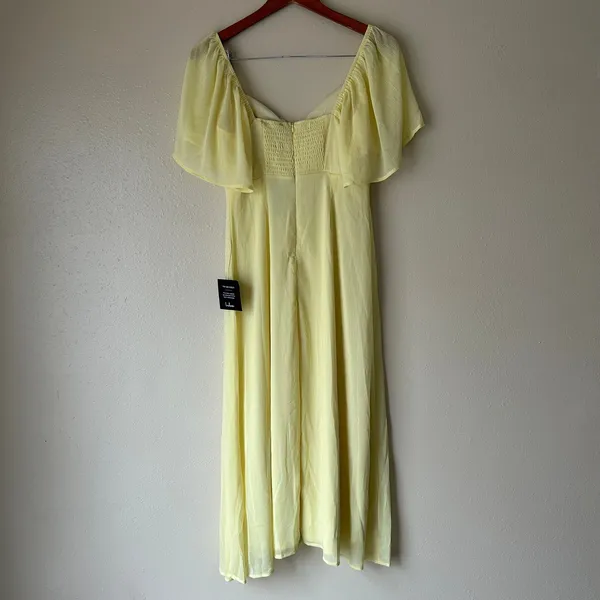 Lulu's Butter Yellow Flutter Sleeve Midi Dress Size Small - Image 8