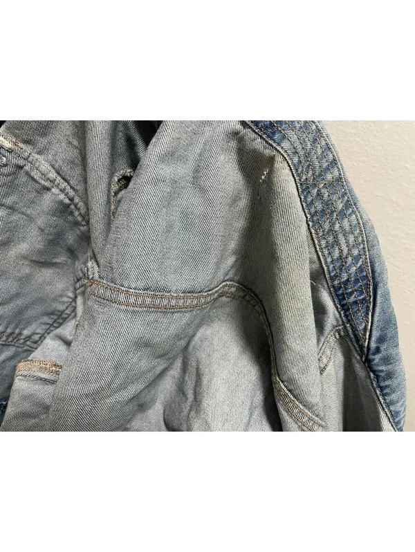 Calvin Klein Floral Embroidered S Cropped Blue Denim Jacket - Image 4