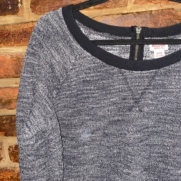 Mossimo Supply Co Black White Knit Back-Zip Sweatshirt Women's Size XL - Image 2