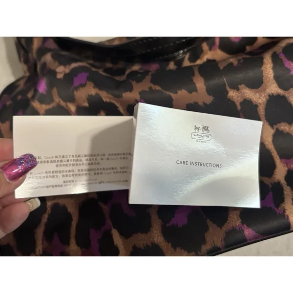 COACH NWT Ocelot Hobo Violet Multi Animal Print F26033 Large Logo - Image 12