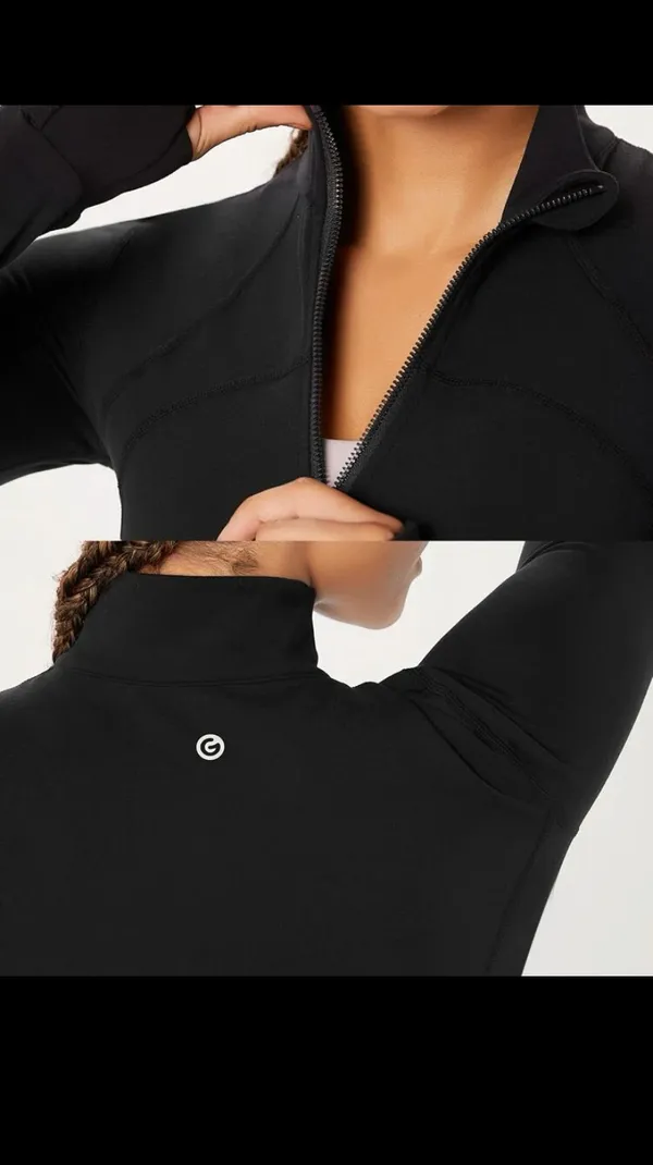 Athletic Fitted Zip Up Jacket Black Size M - Image 2