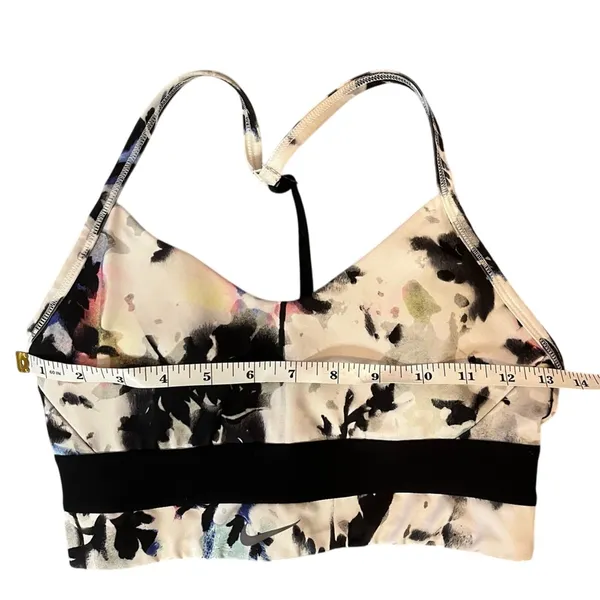 Nike Dri-Fit Indy Floral Racerback Sports Bra Black White‎ Padded Sz Small Gym - Image 3