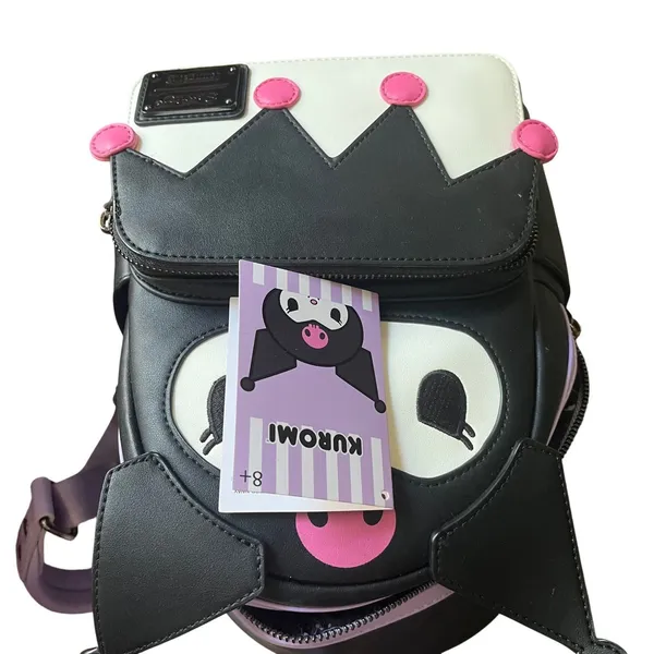 Loungefly Sanrio Kuromi Cosplay Mini Backpack Black Purple Skull‎ 3D Ears Tail - Image 9