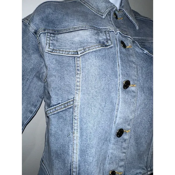 LNDN‎ Denim Landon Denim Cutout Waist Classic Denim Jacket NWT Size XXS - Image 5