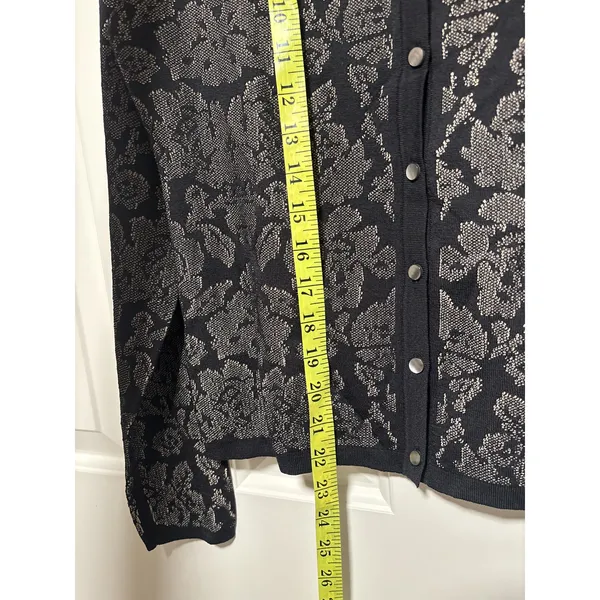 Ann Taylor Medium Black Tan Floral Cardigan Sweater - Image 8
