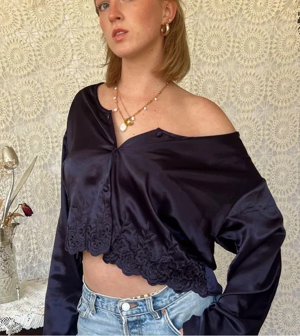 vintage victorias secret gold label satin top - Image 3