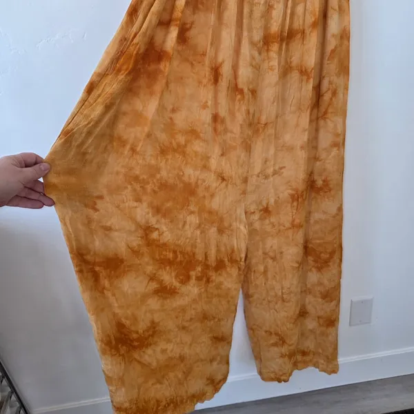Vici Orange Tie Dye Jumpsuit Wide Leg Beach Resort Travel Vacation Cruise Medium - Image 4