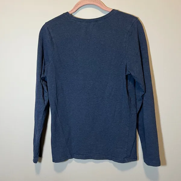 Pact Organic Cotton Long Sleeve Crew Neck Tee Heathered Navy Blue Medium - Image 7