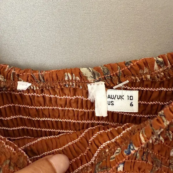 Princess Polly‎ sz 6 Rust Orange Floral boho fitted midi Dress NWOT - Image 4