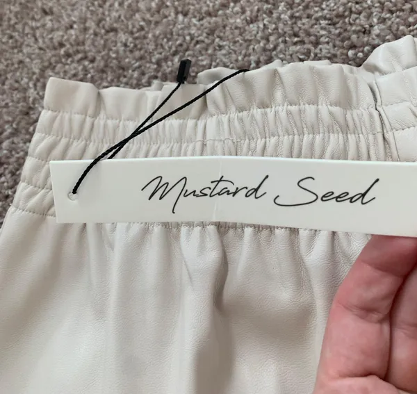 Mustard Seed NWT boutique Off White faux leather joggers - Image 6