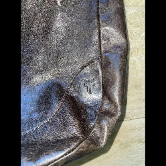 FRYE Melissa Hobo Brown Distressed‎ Leather Shoulder Bag - Image 3
