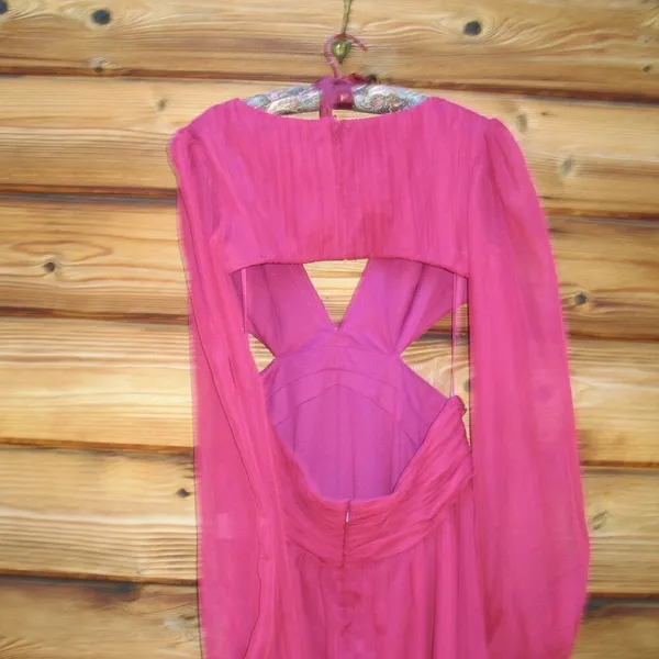 NWT Mac Duggal 55823 RUCHED CUT OUT PUFF SLEEVE A LINE GOWN Berry 12 - Image 11