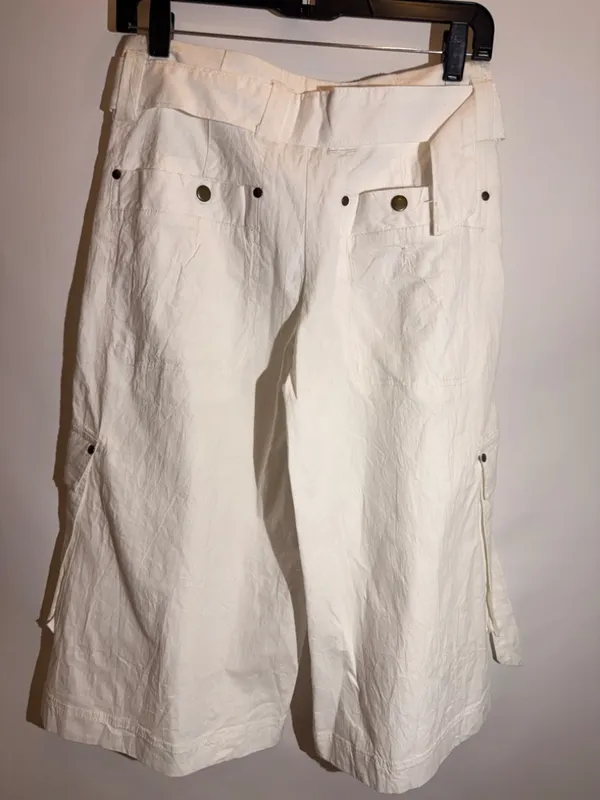 Free People Tidal Wave Cropped Cargo Culotte Pants O Ring Linen Size 0 - Image 5