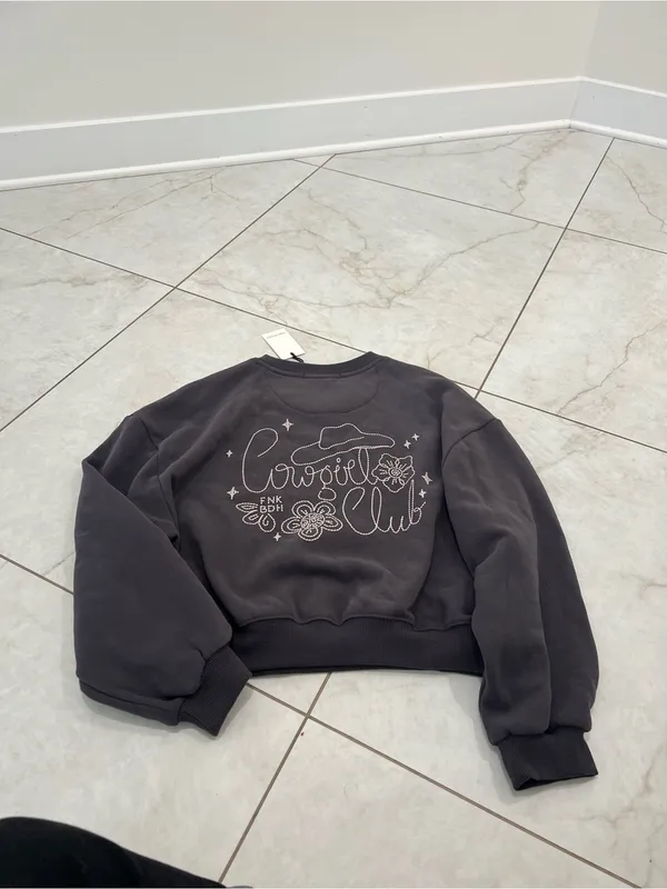 NWT Funky Buddha Anthracite Cowgirl Club Sweatshirt Size Small - Image 7