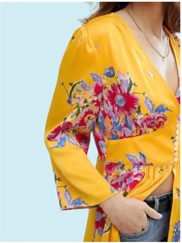 Free People Yellow Floral Maxi Duster - Image 7