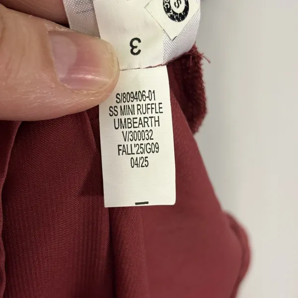 Old Navy Women’s Satin Ruffle Mini Dress Medium Burgundy Romantic Feminine Fairy - Image 9