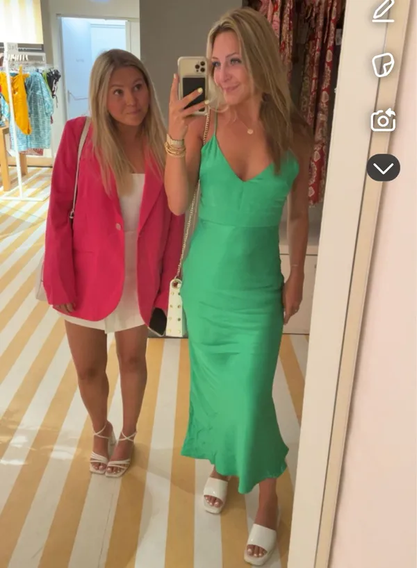 Zara Green Satin Dress Size Small - Image 2