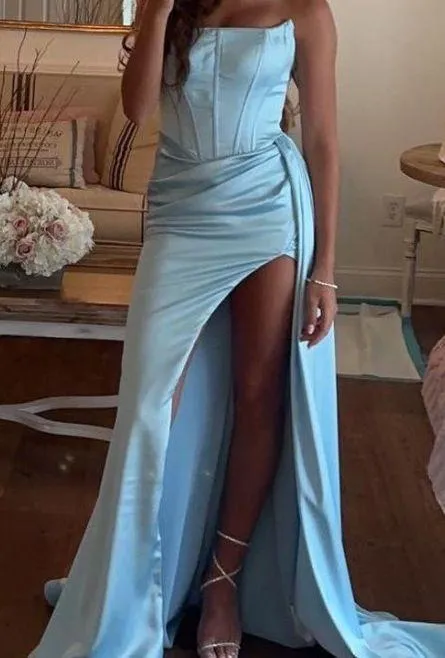 Portia and Scarlett Satin Corset Prom Dress - Image 2