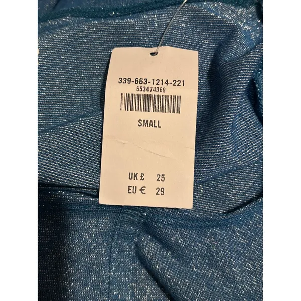 Hollister Crop Top Womens Small Blue New Glitter Square Neck Long Sleeve Corset - Image 4